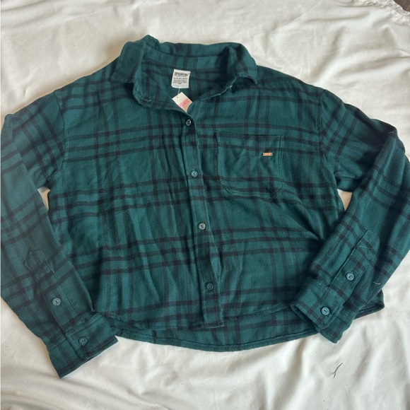 PINK Victoria's Secret Green Plaid Shirt - Picture 1 of 3